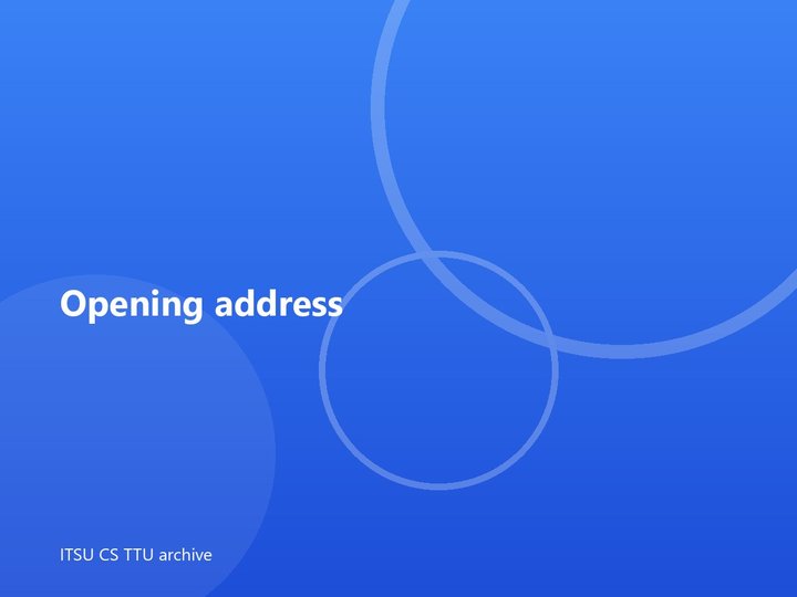 Opening address